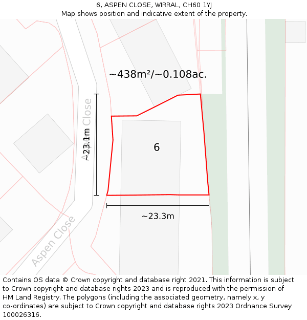 6, ASPEN CLOSE, WIRRAL, CH60 1YJ: Plot and title map