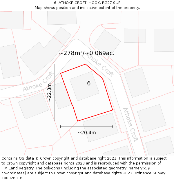 6, ATHOKE CROFT, HOOK, RG27 9UE: Plot and title map