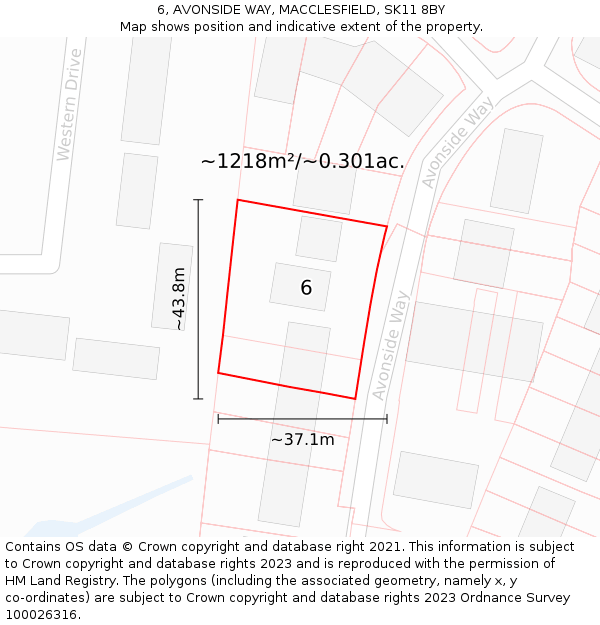 6, AVONSIDE WAY, MACCLESFIELD, SK11 8BY: Plot and title map