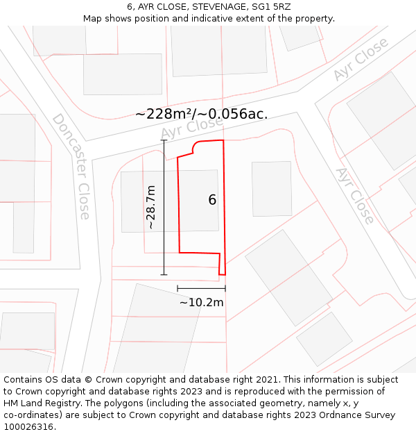 6, AYR CLOSE, STEVENAGE, SG1 5RZ: Plot and title map