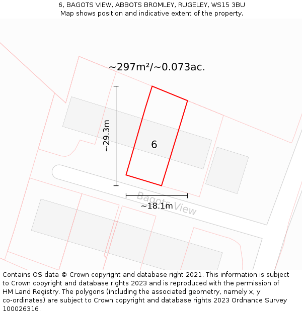 6, BAGOTS VIEW, ABBOTS BROMLEY, RUGELEY, WS15 3BU: Plot and title map