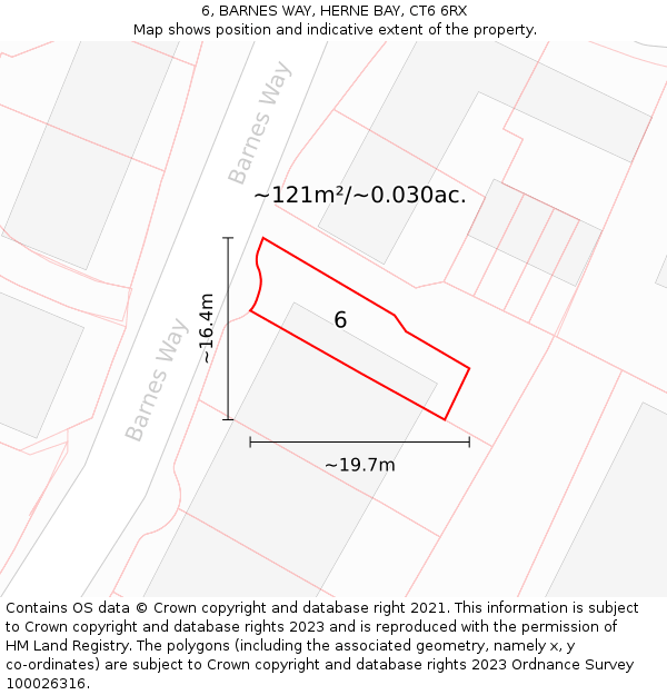 6, BARNES WAY, HERNE BAY, CT6 6RX: Plot and title map