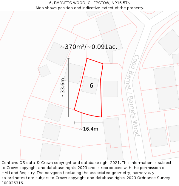 6, BARNETS WOOD, CHEPSTOW, NP16 5TN: Plot and title map