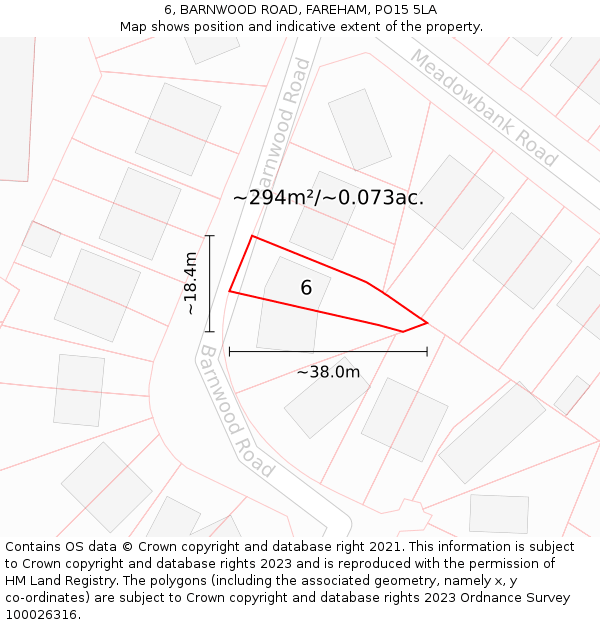 6, BARNWOOD ROAD, FAREHAM, PO15 5LA: Plot and title map