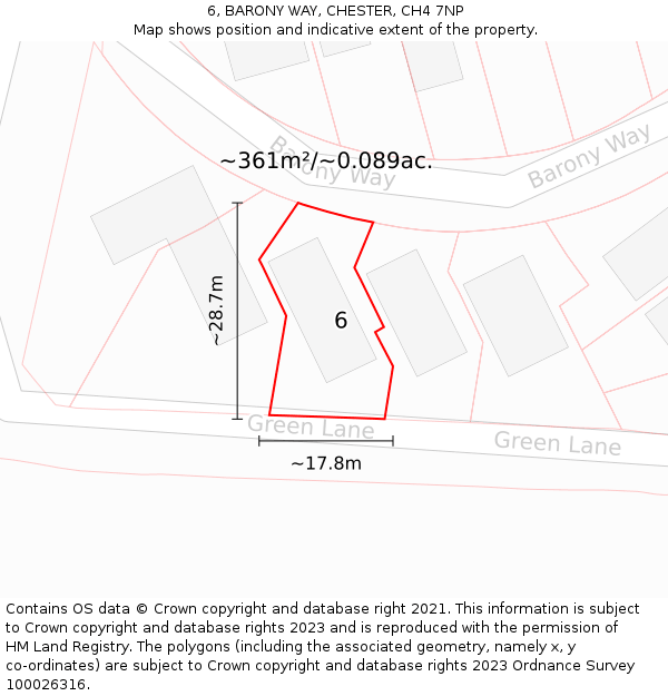 6, BARONY WAY, CHESTER, CH4 7NP: Plot and title map