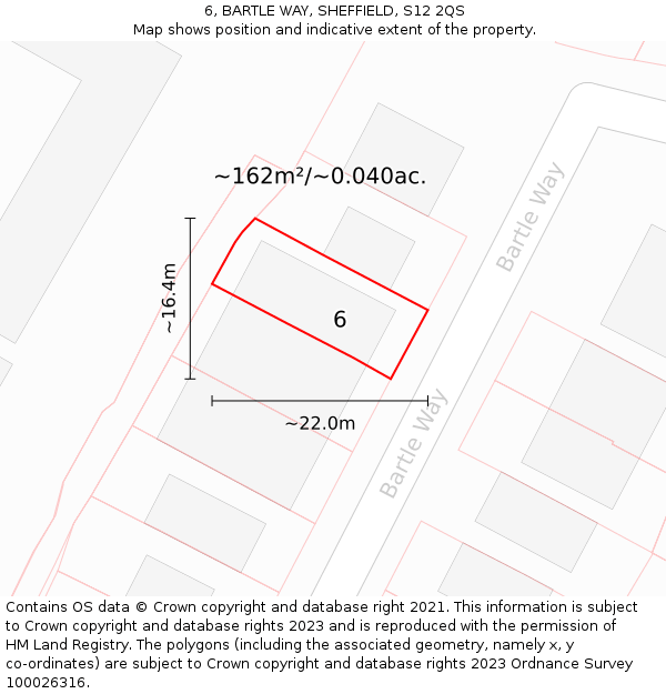 6, BARTLE WAY, SHEFFIELD, S12 2QS: Plot and title map