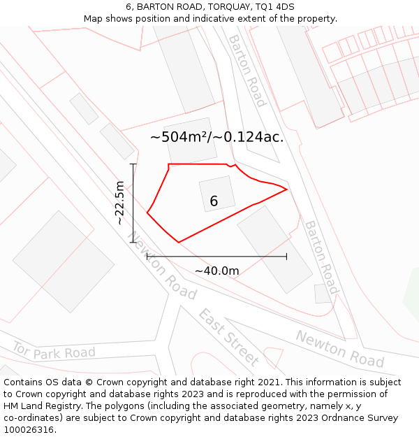6, BARTON ROAD, TORQUAY, TQ1 4DS: Plot and title map