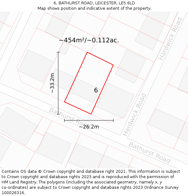 6, BATHURST ROAD, LEICESTER, LE5 6LD: Plot and title map