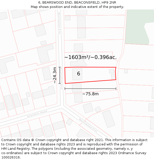 6, BEARSWOOD END, BEACONSFIELD, HP9 2NR: Plot and title map