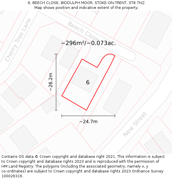 6, BEECH CLOSE, BIDDULPH MOOR, STOKE-ON-TRENT, ST8 7NZ: Plot and title map