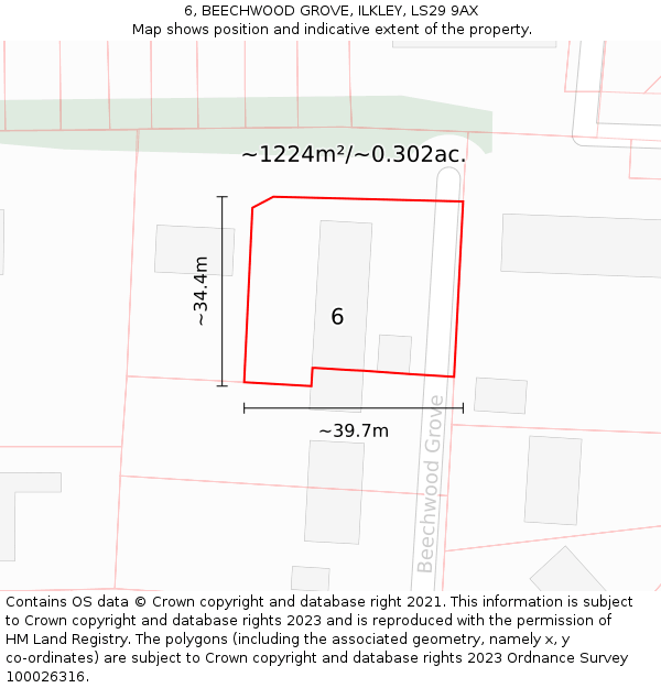 6, BEECHWOOD GROVE, ILKLEY, LS29 9AX: Plot and title map