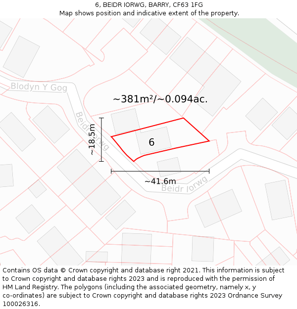 6, BEIDR IORWG, BARRY, CF63 1FG: Plot and title map