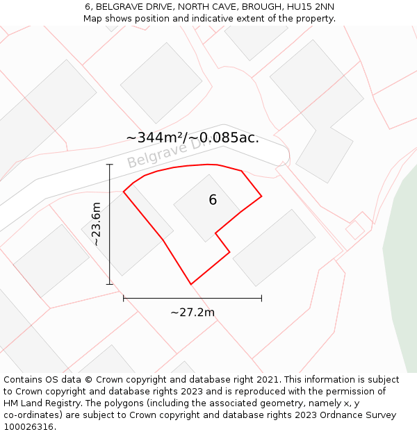 6, BELGRAVE DRIVE, NORTH CAVE, BROUGH, HU15 2NN: Plot and title map