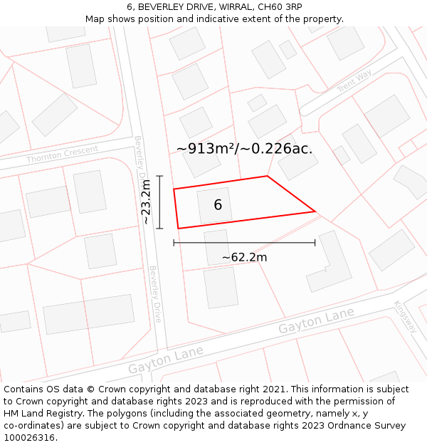 6, BEVERLEY DRIVE, WIRRAL, CH60 3RP: Plot and title map