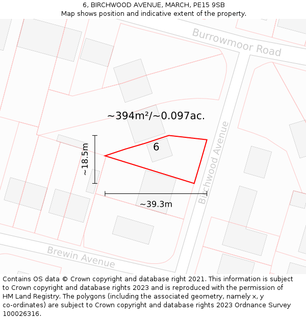 6, BIRCHWOOD AVENUE, MARCH, PE15 9SB: Plot and title map