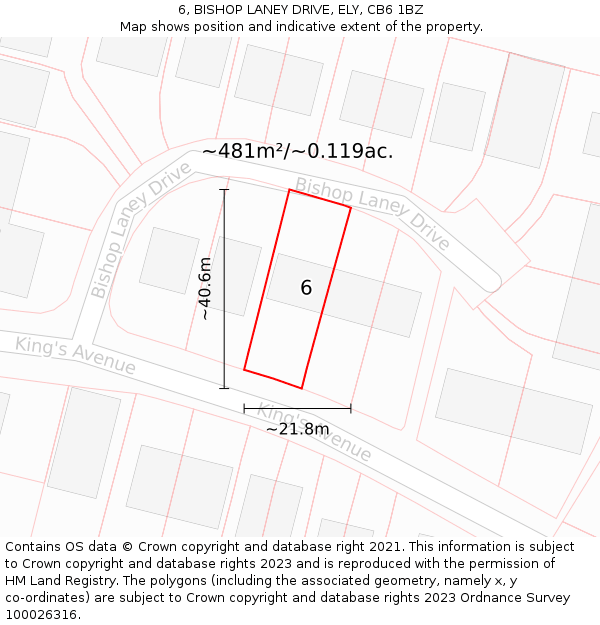 6, BISHOP LANEY DRIVE, ELY, CB6 1BZ: Plot and title map