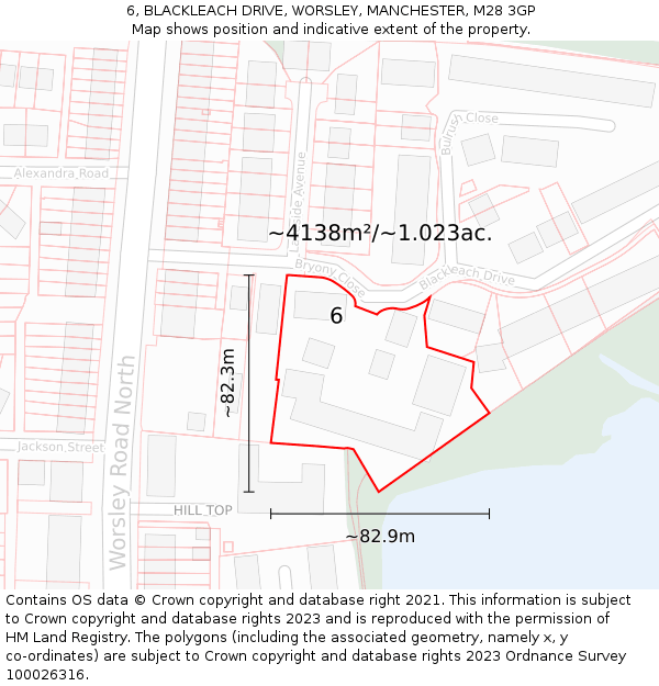 6, BLACKLEACH DRIVE, WORSLEY, MANCHESTER, M28 3GP: Plot and title map