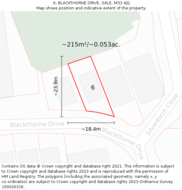 6, BLACKTHORNE DRIVE, SALE, M33 4JQ: Plot and title map