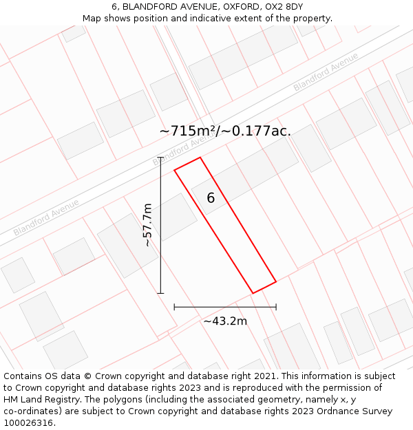 6, BLANDFORD AVENUE, OXFORD, OX2 8DY: Plot and title map