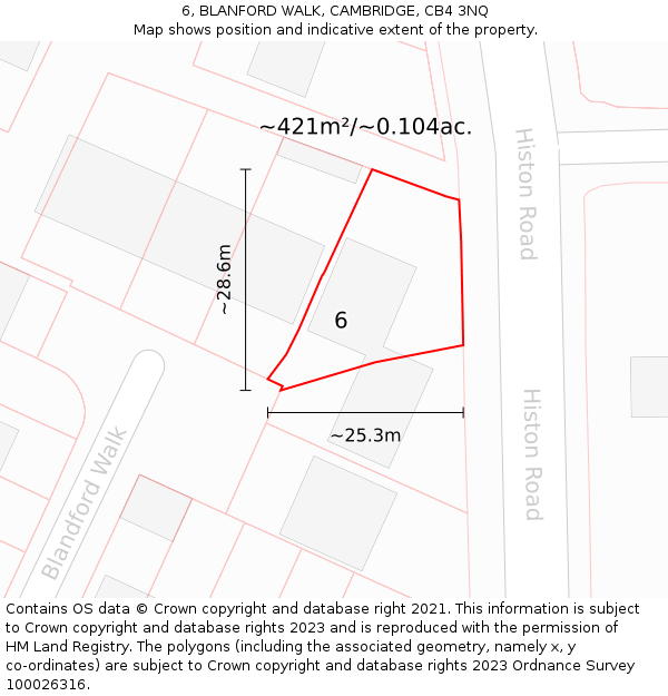 6, BLANFORD WALK, CAMBRIDGE, CB4 3NQ: Plot and title map