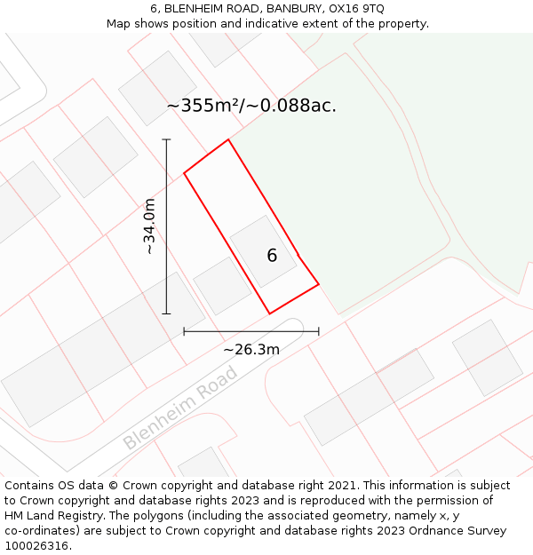 6, BLENHEIM ROAD, BANBURY, OX16 9TQ: Plot and title map