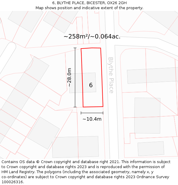 6, BLYTHE PLACE, BICESTER, OX26 2GH: Plot and title map
