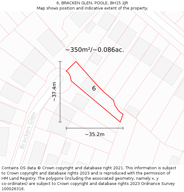 6, BRACKEN GLEN, POOLE, BH15 2JR: Plot and title map