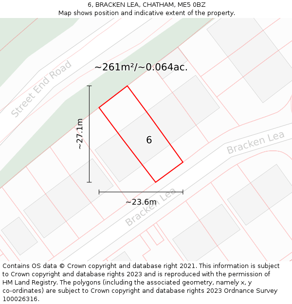 6, BRACKEN LEA, CHATHAM, ME5 0BZ: Plot and title map