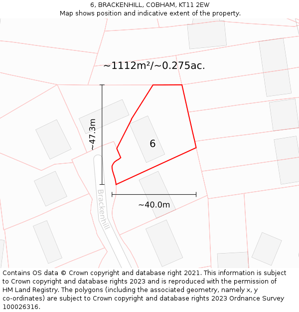 6, BRACKENHILL, COBHAM, KT11 2EW: Plot and title map