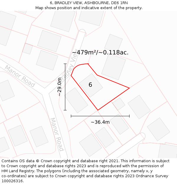 6, BRADLEY VIEW, ASHBOURNE, DE6 1RN: Plot and title map