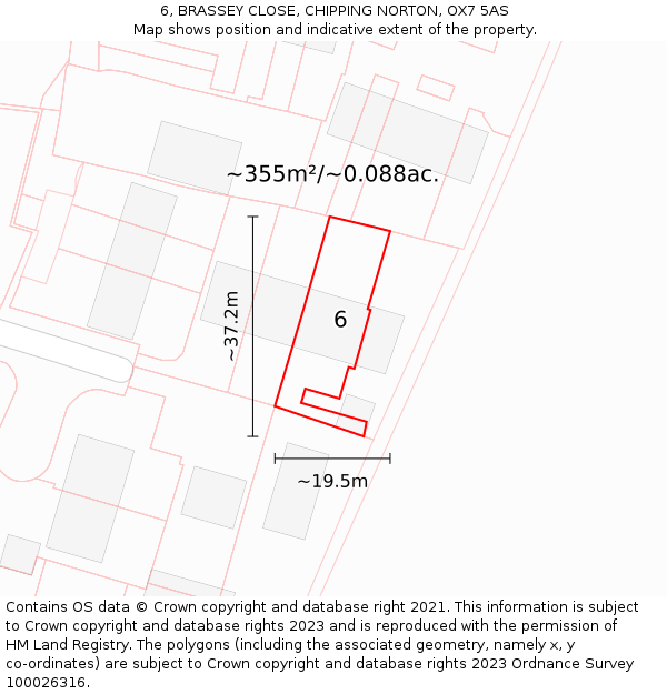 6, BRASSEY CLOSE, CHIPPING NORTON, OX7 5AS: Plot and title map