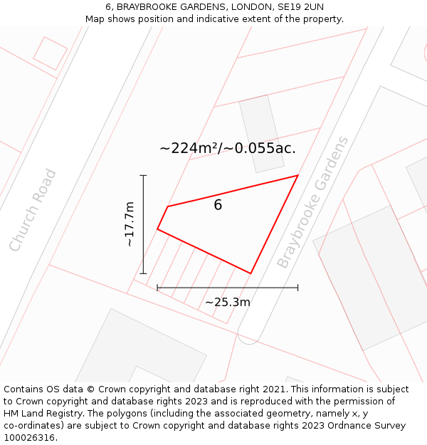 6, BRAYBROOKE GARDENS, LONDON, SE19 2UN: Plot and title map