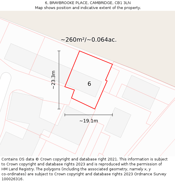 6, BRAYBROOKE PLACE, CAMBRIDGE, CB1 3LN: Plot and title map