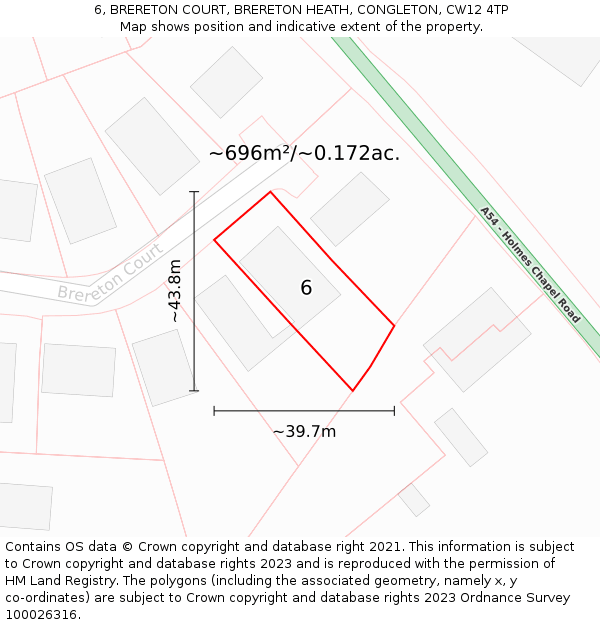 6, BRERETON COURT, BRERETON HEATH, CONGLETON, CW12 4TP: Plot and title map