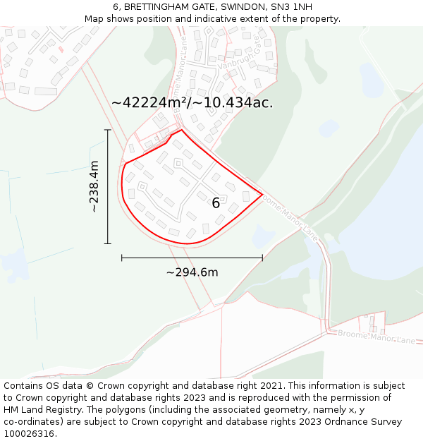 6, BRETTINGHAM GATE, SWINDON, SN3 1NH: Plot and title map