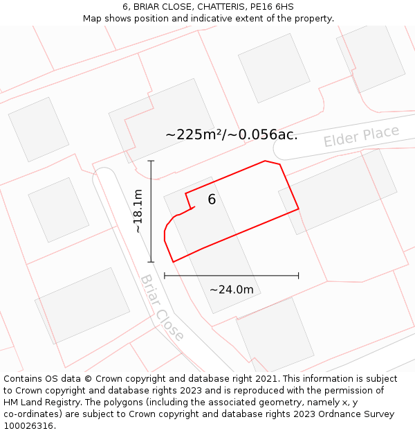 6, BRIAR CLOSE, CHATTERIS, PE16 6HS: Plot and title map