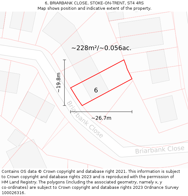 6, BRIARBANK CLOSE, STOKE-ON-TRENT, ST4 4RS: Plot and title map