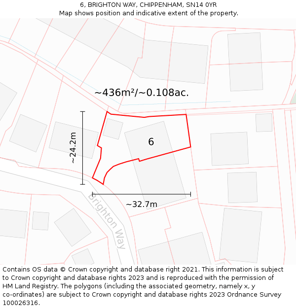 6, BRIGHTON WAY, CHIPPENHAM, SN14 0YR: Plot and title map