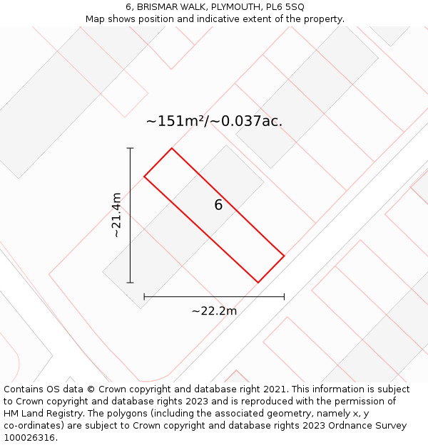 6, BRISMAR WALK, PLYMOUTH, PL6 5SQ: Plot and title map