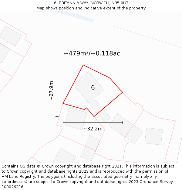 6, BRITANNIA WAY, NORWICH, NR5 0UT: Plot and title map