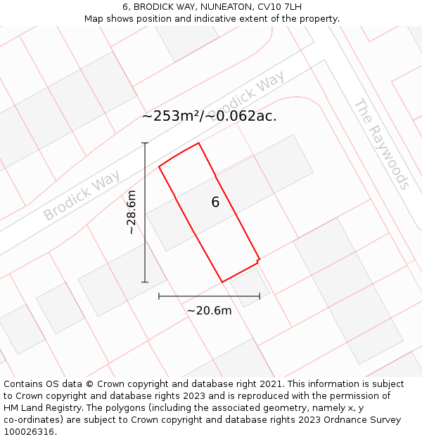 6, BRODICK WAY, NUNEATON, CV10 7LH: Plot and title map