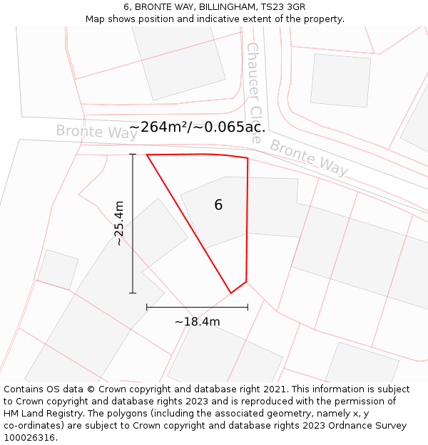 6, BRONTE WAY, BILLINGHAM, TS23 3GR: Plot and title map