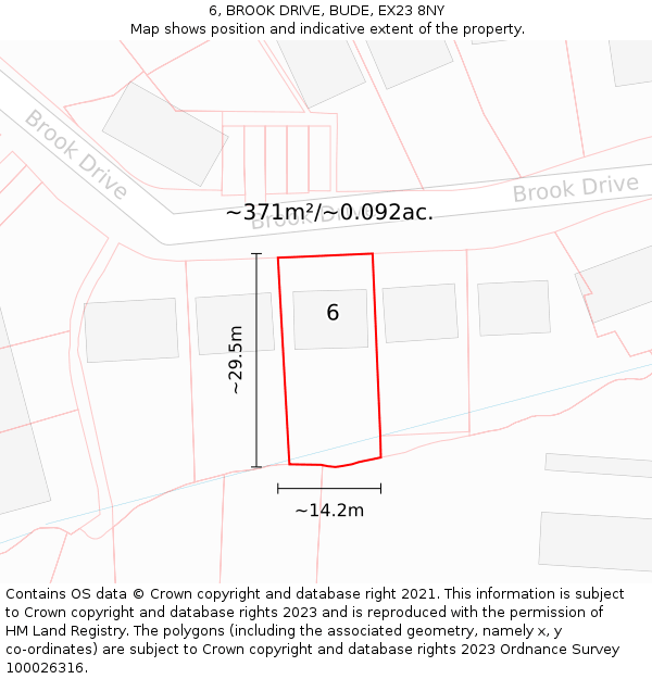 6, BROOK DRIVE, BUDE, EX23 8NY: Plot and title map