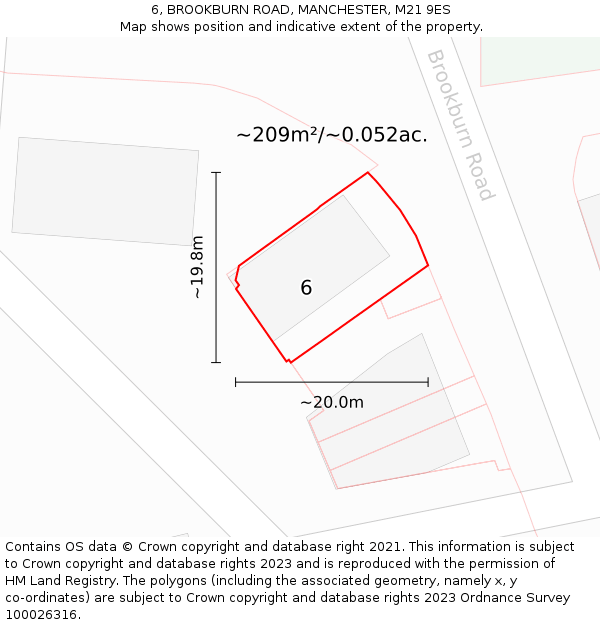 6, BROOKBURN ROAD, MANCHESTER, M21 9ES: Plot and title map