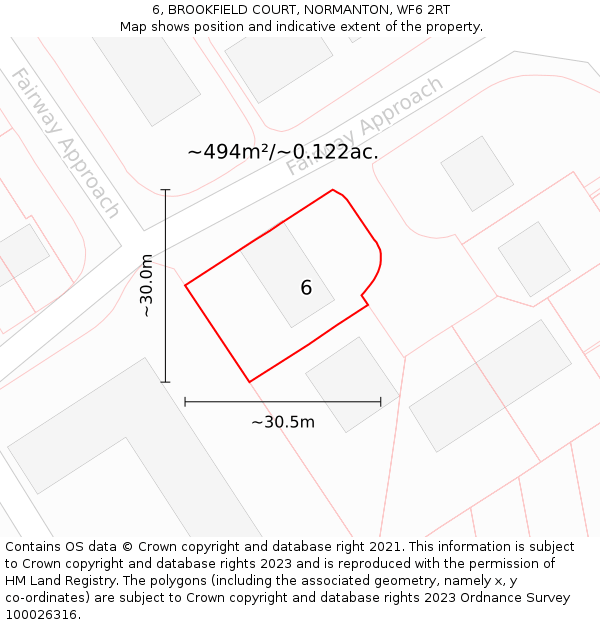 6, BROOKFIELD COURT, NORMANTON, WF6 2RT: Plot and title map