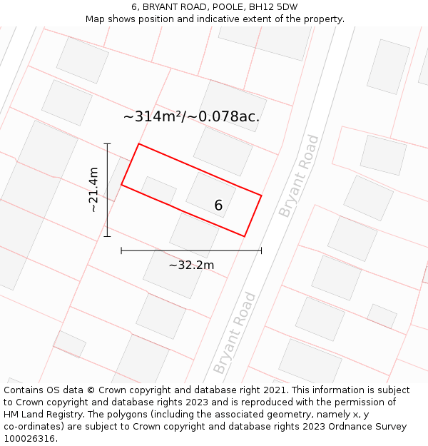 6, BRYANT ROAD, POOLE, BH12 5DW: Plot and title map