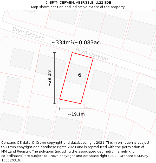 6, BRYN DERWEN, ABERGELE, LL22 8DE: Plot and title map