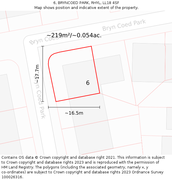 6, BRYNCOED PARK, RHYL, LL18 4SF: Plot and title map