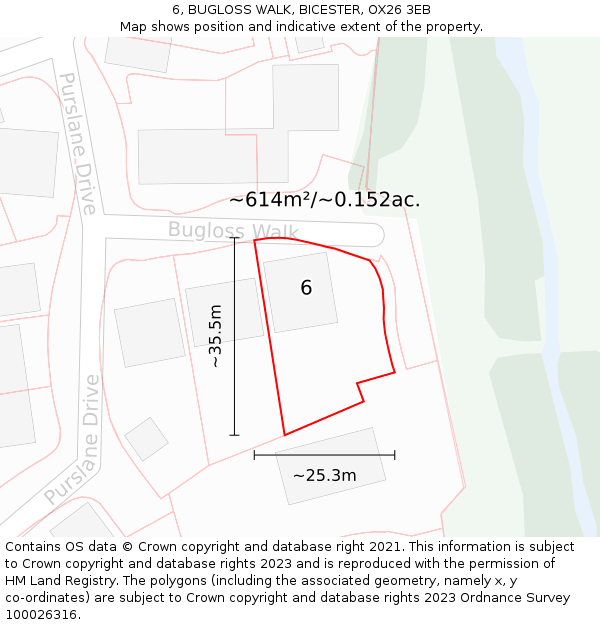 6, BUGLOSS WALK, BICESTER, OX26 3EB: Plot and title map