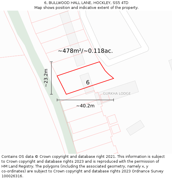 6, BULLWOOD HALL LANE, HOCKLEY, SS5 4TD: Plot and title map